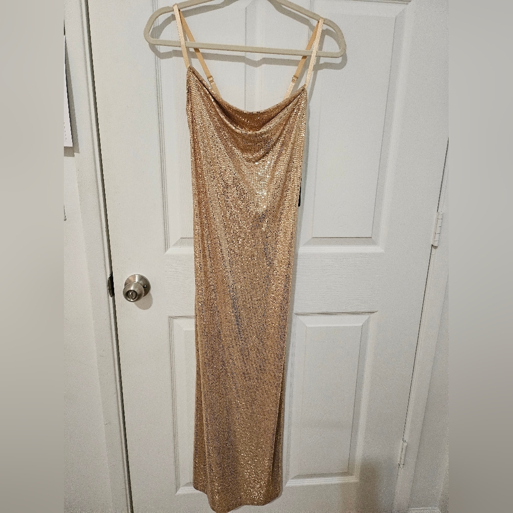 Bebe Gold Sequin Dress
